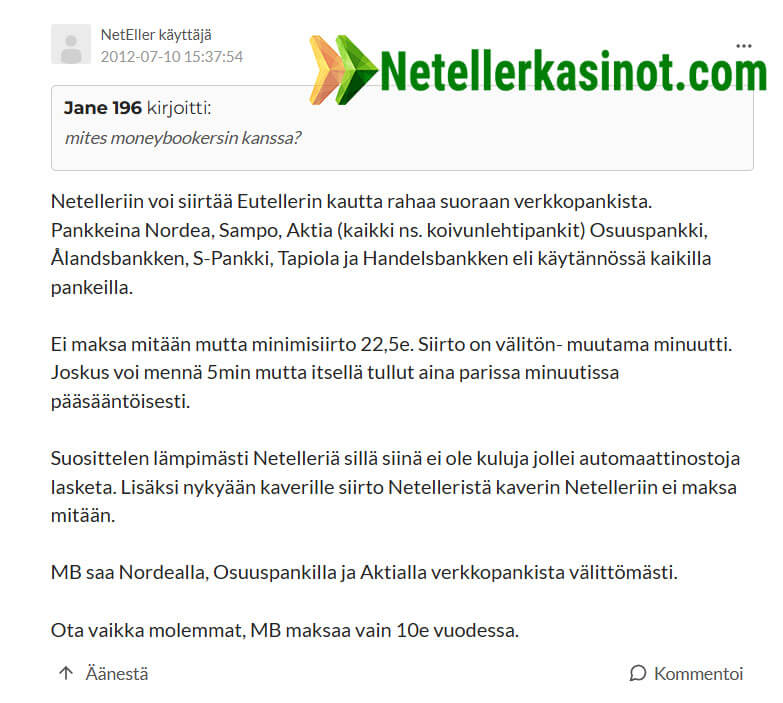 Neteller casino kokemuksia